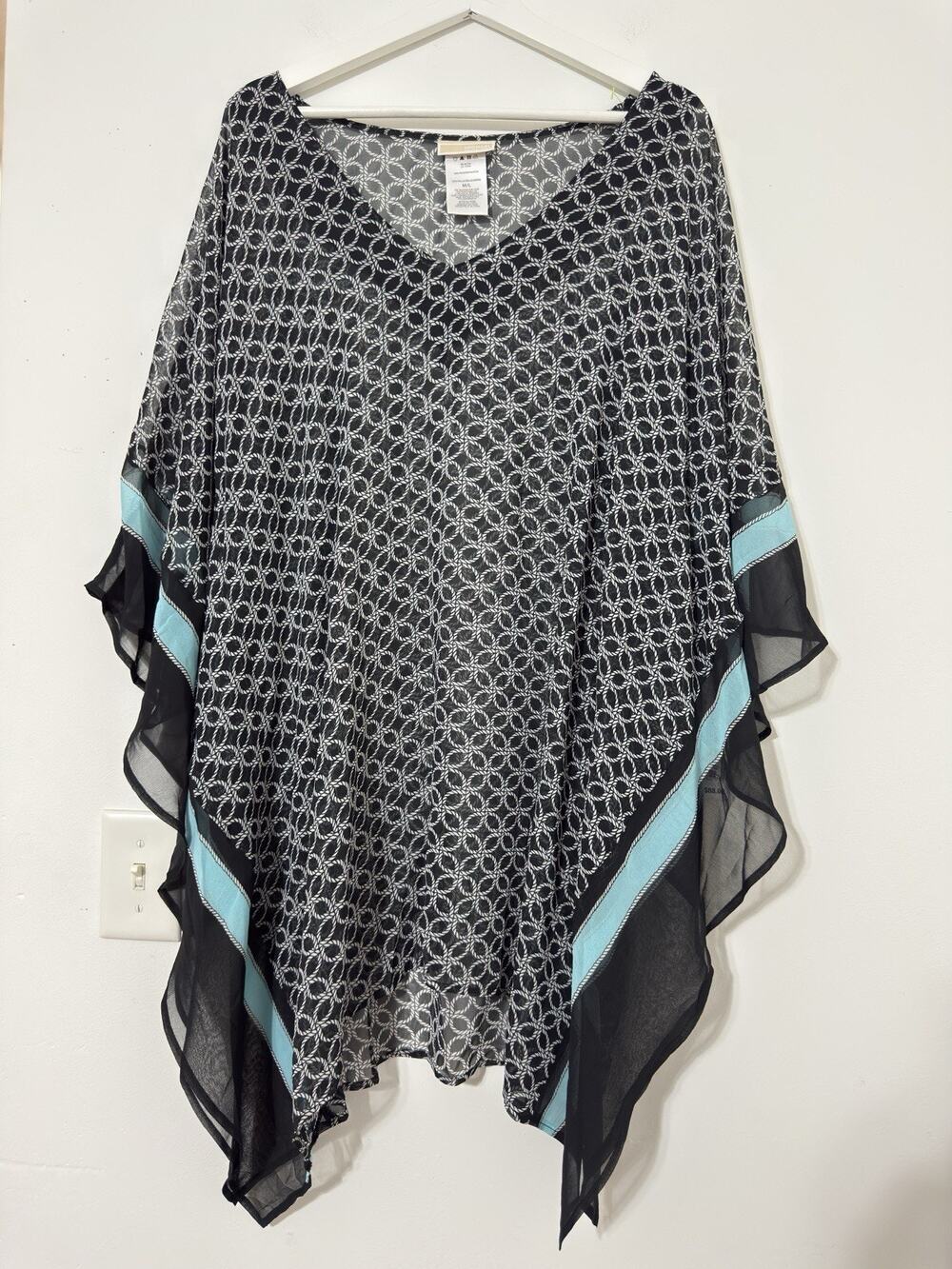 Michael Kors Women's Chain Print Sheer Chiffon Tunic M/L Geometric Blouse NWT